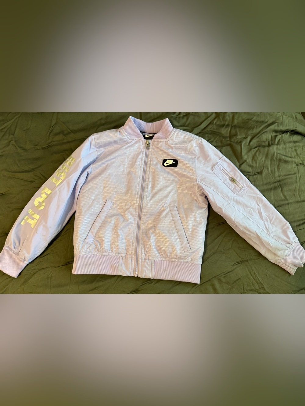 Nike Kids Lavender Satin Bomber Jacket